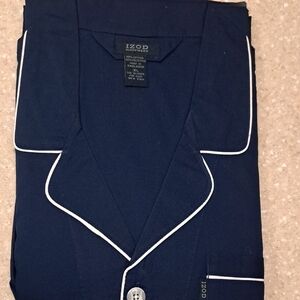 Izod Dark Blue Pajama Top with White Piping